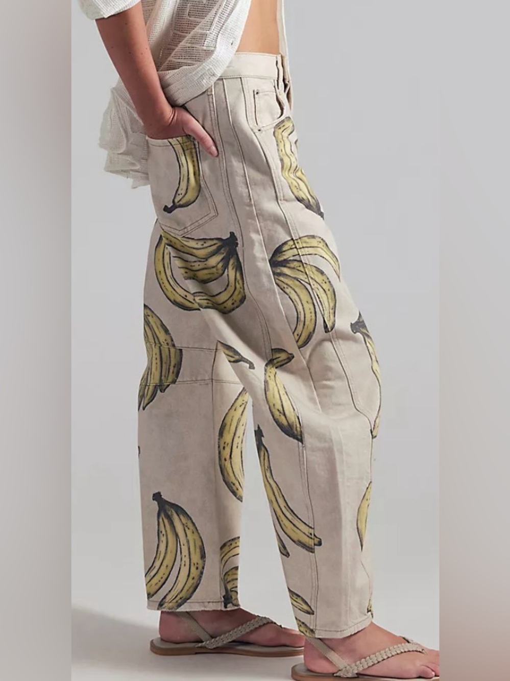 Free People We the Free Good Luck Printed Barrel Jeans - Picture 3 of 13